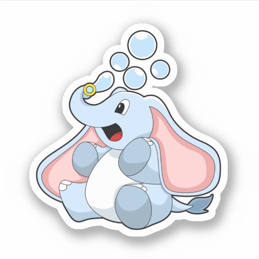 水の泡を持つ象 シール (正面)