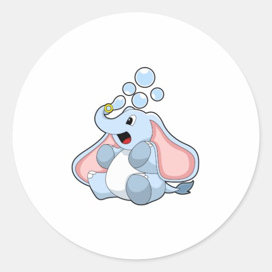 水の泡を持つ象 ラウンドシール (正面)