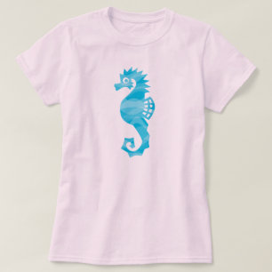 水の波を持つタツノオトシゴ Tシャツ