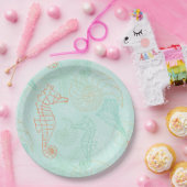 水の海のタツノオトシゴのモチーフの紙皿 ペーパープレート (パーティー)