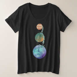 水の滝が落ちる創造の惑星 プラスサイズTシャツ