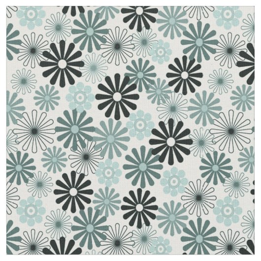 水の灰色によっては1960-xスタイルが開花します ファブリック (クローズアップ)