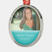 水の白いジグザグ形の卒業の写真のオーナメント メタルオーナメント (左)