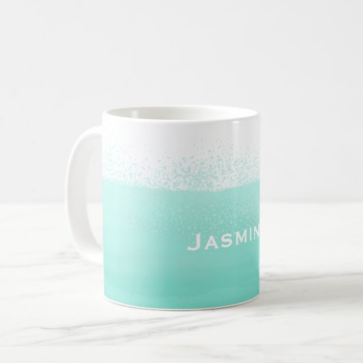 水の真新しい緑の水彩画のしぶきはカスタマイズ コーヒーマグカップ (正面左)