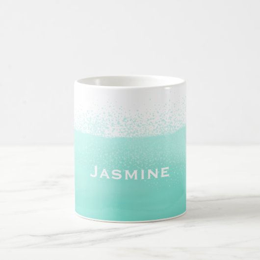 水の真新しい緑の水彩画のしぶきはカスタマイズ コーヒーマグカップ (中央)