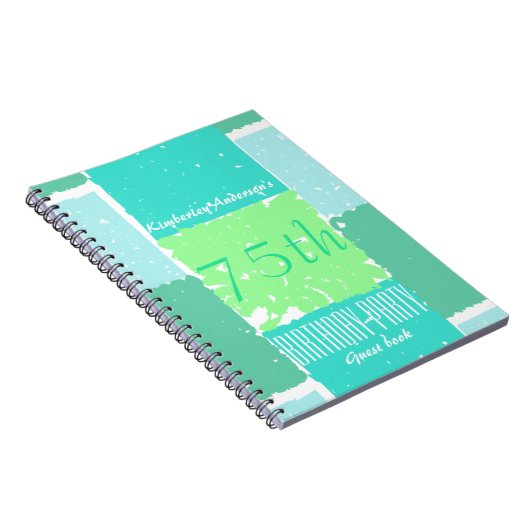 水の真新しい緑色の第75誕生日の来客名簿 ノートブック