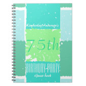 水の真新しい緑色の第75誕生日の来客名簿 ノートブック (正面)