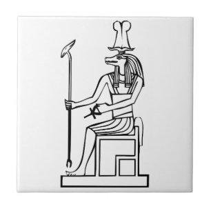 水の神、エジプトの象形文字 タイル