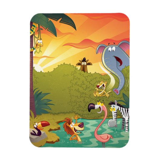 水の穴で日が暮れる マグネット (縦)