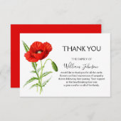 水の素晴らし色ポピー葬儀の死別 サンキューカード (正面/裏面)