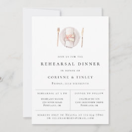 水の素朴色のテーブル設定リハーサルディナー 案内状