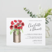 水の素朴色のポピーは水平の結婚クラフト 招待状 (スタンド正面)