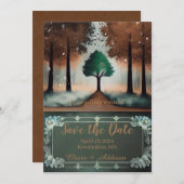 水の素朴色のローンツリー セーブザデート (正面/裏面)