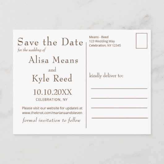 水の素朴色は日付カボチャの結婚Anを保存 案内ポストカード (裏面)