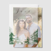 水の素朴色ウッドランドフォレスト日付を保存 ベラム紙招待状 (オフセット (カップル))