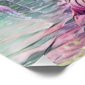 水の絵画中のピンクのフラミンゴ ポスター (コーナー)