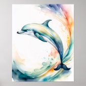 水の絵画色のイルカ4:5 ポスター (正面)