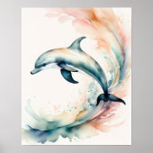 水の絵画色のイルカ4:5 ポスター (正面)