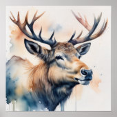 水の絵画色のエルク ポスター (正面)