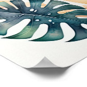 水の絵画色のモンステラポットII ポスター (角)