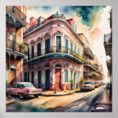 水の絵画色のヴィンテージフランスの四半期 ポスター (正面)