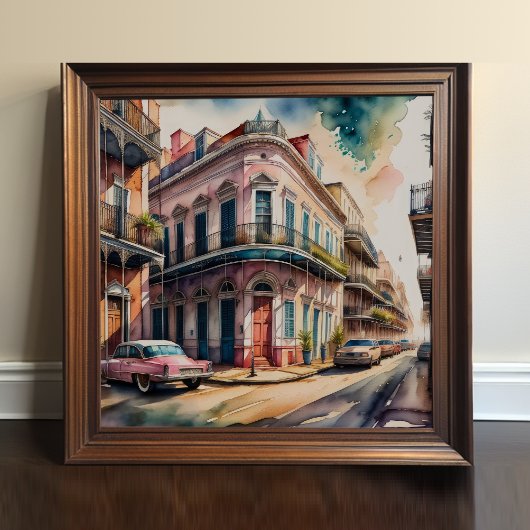 水の絵画色のヴィンテージフランスの四半期 ポスター