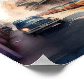 水の絵画色のヴィンテージフランスの四半期 ポスター (角)