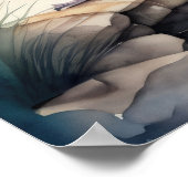 水の絵画色の孔雀1:1 ポスター (角)