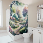 水の絵画色の庭の風景 シャワーカーテン (インサイチュ)