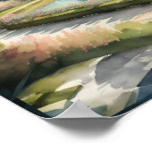 水の絵画色の庭の風景 ポスター (角)