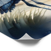 水の絵画色の素晴らしブルーヘロン1:1 ポスター (角)