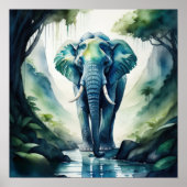 水の絵画色の象1:1 ポスター (正面)