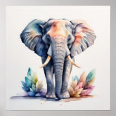 水の絵画色の象1:1 ポスター (正面)
