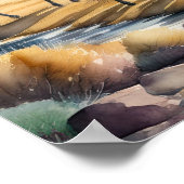 水の絵画色の野生の馬1:1 ポスター (角)