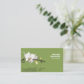 水の緑に反射する白い蘭 名刺 (スタンド正面)