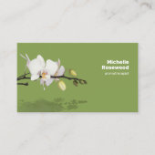 水の緑に反射する白い蘭 名刺 (正面)