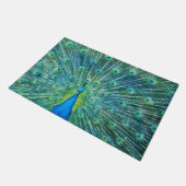 水の緑の孔雀の羽 ドアマット (アングル)