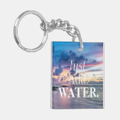 水の美しい夕日と海を追加 キーホルダー (正面左)