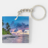 水の美しい夕日と海を追加 キーホルダー (裏面)