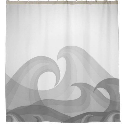 水の美しい灰色のアートの波おもしろい シャワーカーテン (正面)