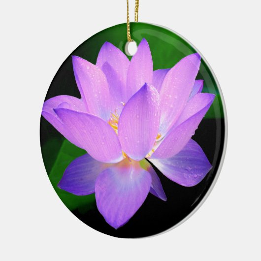 水の美しい紫色のはすの花 セラミックオーナメント (左)