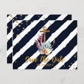 水の航海の色のいかりシーシェル日付を保存 案内ポストカード (正面/裏面)