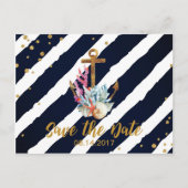 水の航海の色のいかりシーシェル日付を保存 案内ポストカード (正面)