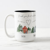 水の色あなたが隣のドアの記念に住んでいることを望む ツートーンマグカップ (左)