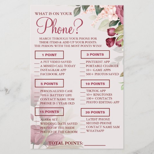 水の色あなたの携帯電話に何がシャワーゲームカード チラシ (正面)