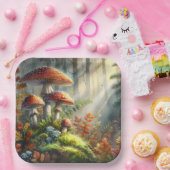 水の色あまんたマッシュルームの森の葉芸術 ペーパープレート (パーティー)