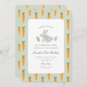 水の色いくつかのバニーが1つの誕生日を回している 招待状 (正面/裏面)