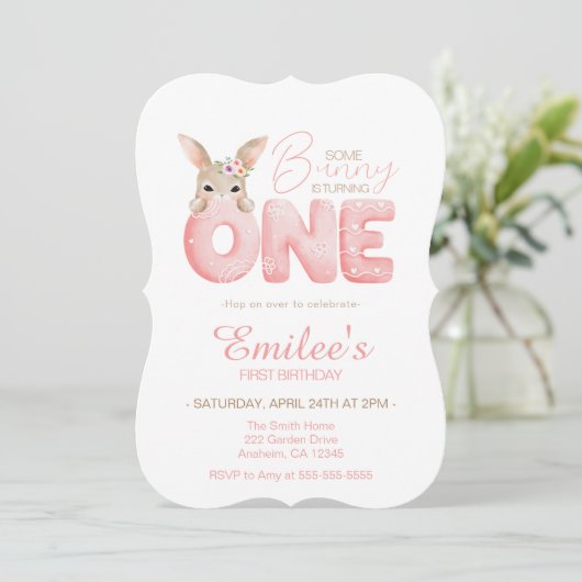 水の色いくつかのバニーは1つの誕生日招待状 招待状 (スタンド正面)