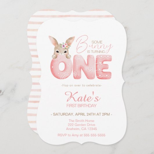 水の色いくつかのバニーは1つの誕生日招待状 招待状 (正面/裏面)