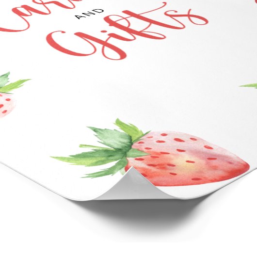 水の色いちごカードとギフト赤ちゃんシャワー ポスター (角)